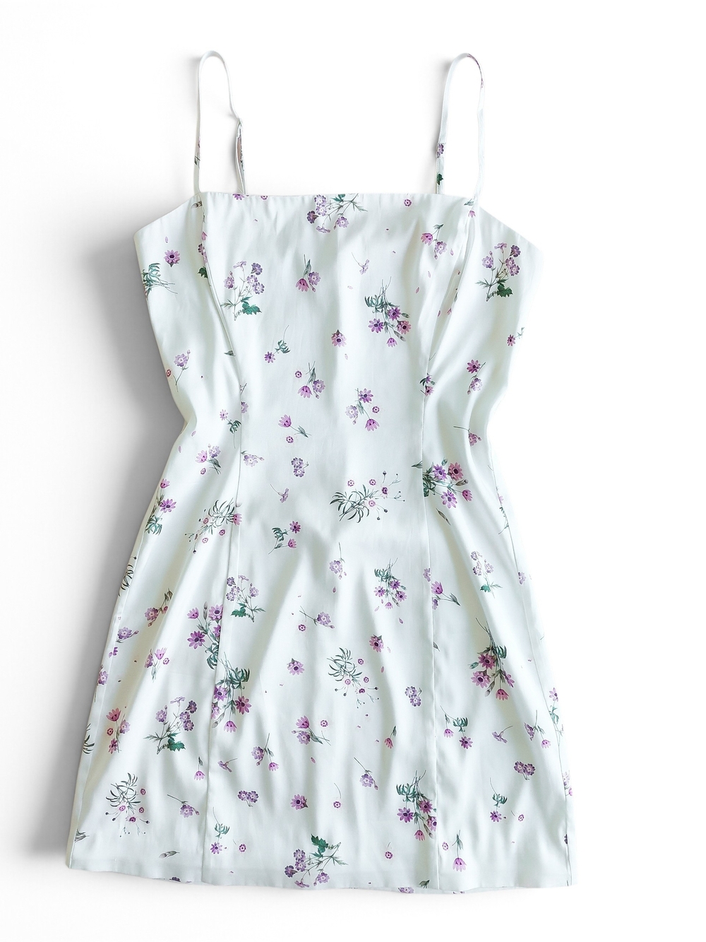 Aritzia Sunday Best S White Mini Dress Short Floral Print Slip Satin Feminine